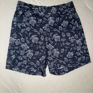JACHS Girlfriend Blue White Floral Stretch Chino Shorts Size S Preppy Casual
